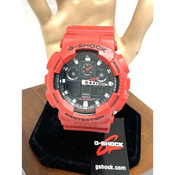 Casio Men's Watch G-Shock GA100B-4A Black Dial Red Resin Digital Quartz 5081 - Picture 1 of 15
